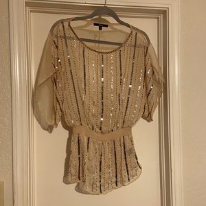 Beige sequin top small